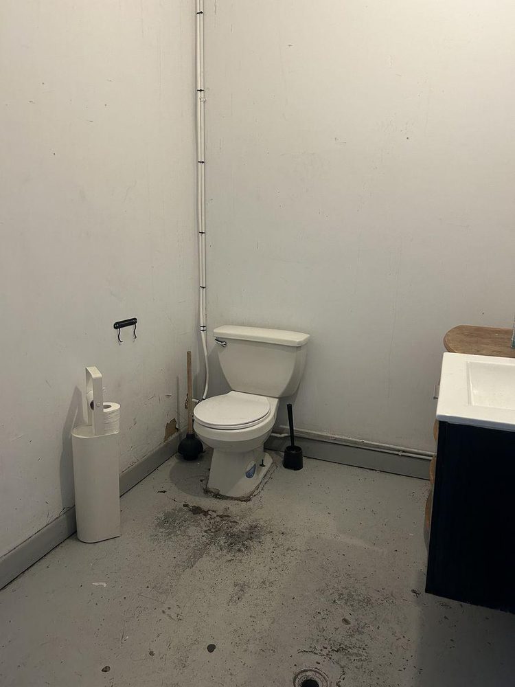 Toilet area — no grab rails present